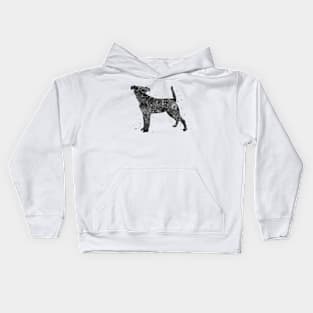 jack russell dog black and white art Kids Hoodie